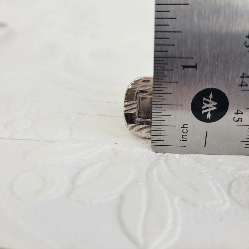 Vintage Anson Silver Tone Engine Turned‎ Square Cufflinks Mid Century Modern